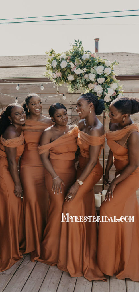 Mismatched Straight Tulle Mermaid Long Bridesmaid Dresses, BDS0143