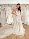 Simple Sexy V-neck Spaghetti straps A-line Wedding Dresses, WDY0208