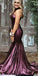Mermaid High-neck Purple Sequin Evening Dresses ,Cheap Prom Dresses,PDY0590