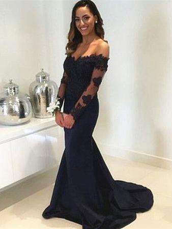 Long Sleeve Lace Mermaid Burgundy Long Bridesmaid Dresses Online, WGY0223