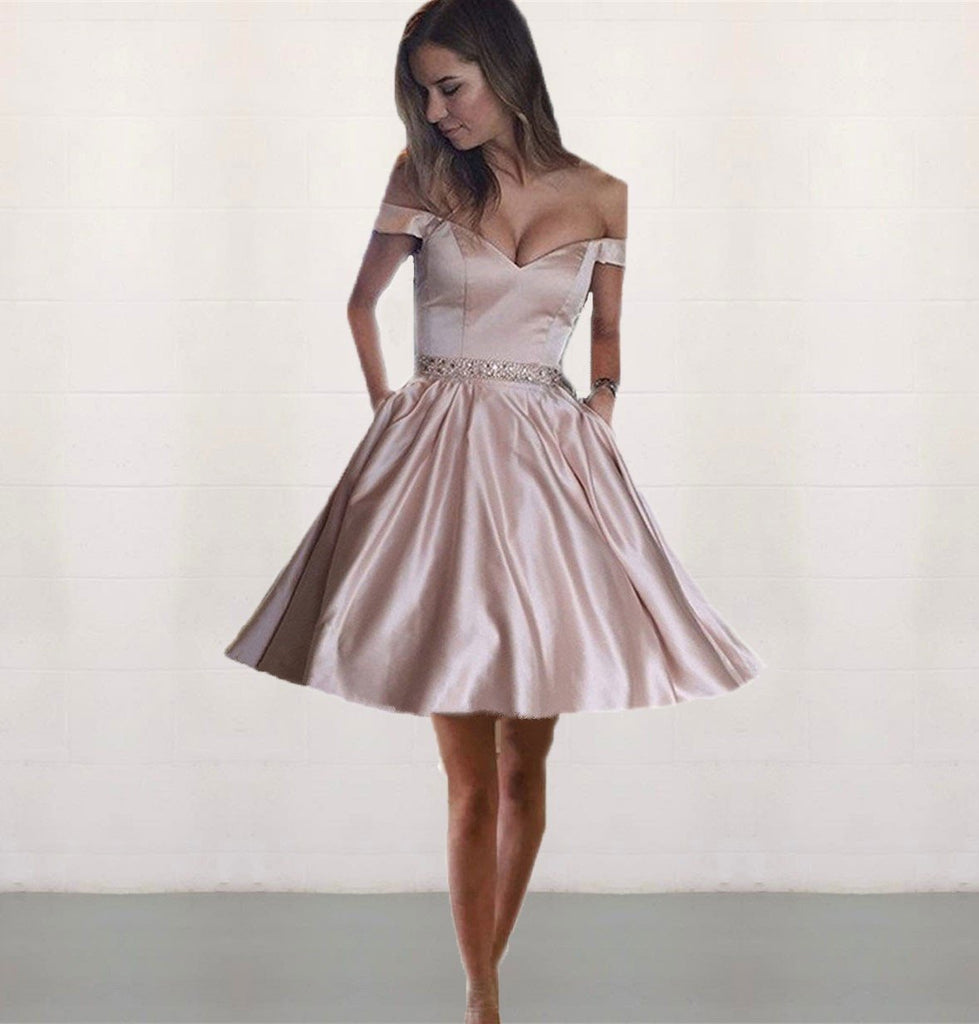 Simple Off Shoulder Red Short Cheap Homecoming Dresses 2018, BDY0233