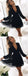 A-Line Deep V-Neck Long Sleeves Black Lace Short Homecoming Dresses ,BDY0274