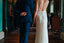 Popular V-neck Mermaid Side Slit Open Back Long Wedding Dresses, WDS0082