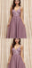 Spaghetti Straps V-neck Dusty Purple Lace Prom Dresses,Cheap Prom Dresses,PDY0481