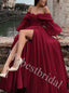 Sparkling Sweetheart Off shoulder Side slit A-line Prom Dresses,PDS1024