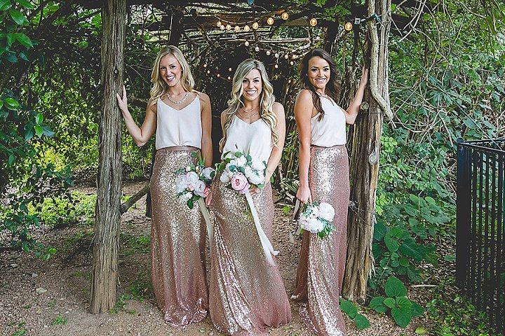 Two Piece Spaghetti Straps Bridesmaid Dresses, Shinning Gold Rose Bridesmaid Dresses,Cheap Bridesmaid Dresses,WGY0266