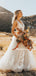 Elegant V-neck A-line Lace Tulle Simple Wedding Dresses. WDS0103