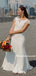 New V-neck Mermaid Short Sleeve Long Wedding Dresses, WDS0083