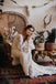 Long Sleeves V-neck White Lace Beach Wedding Dresses.Cheap Wedding Dresses, WDY0282