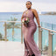 Mismatched Off-shoulder V-neck Mermaid Floor-length Elegant Simple Long Bridesmaid Dresses, BDS0258