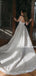 Sparkly V-neck A-line Simple Open Back Wedding Dresses With Long Train. WDS0104