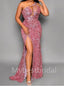 Sexy One-shoulder Side slit Mermaid Prom Dresses, PDS0485