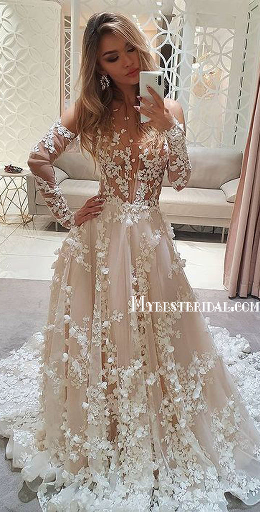 See Through Lace Sheath Cheap Beach Wedding Dresses Online, WDY0254