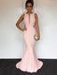 Mermaid V-neck Open Back Pink Satin Prom Dress,Cheap Prom Dress,PDY0390