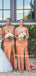 Spaghetti Strap Side Slit Simple Long Bridesmaid Dresses, BDS0147