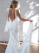 Simple V-neck Spaghetti straps Mermaid Open back Wedding Dresses, WDY0219