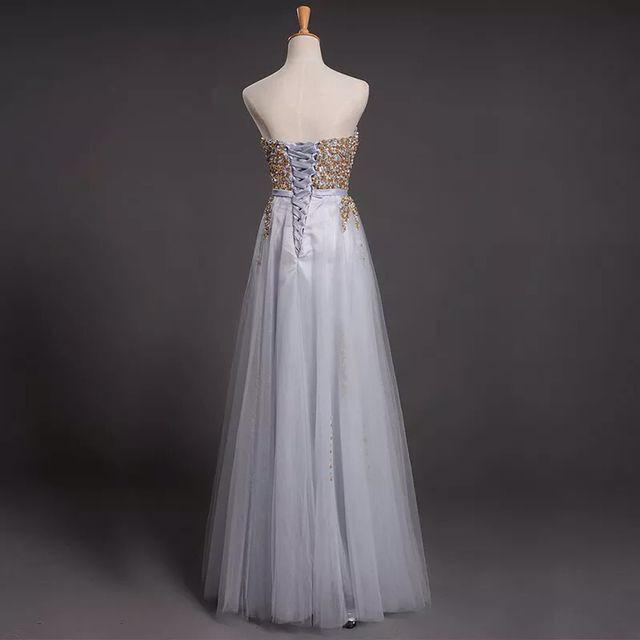 Sweetheart Rhinestone Long A-line Tulle Lace Up Prom Dresses, BG0159