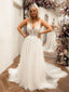 Popular V-neck A-line Beading V Back Long Wedding Dresses. WDS0106