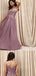 Spaghetti Straps V-neck Dusty Purple Lace Prom Dresses,Cheap Prom Dresses,PDY0481