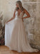 Popular V-neck A-line Chiffon Lace Long Wedding Dresses. WDS0107