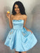 Simple Strapless Cute Cheap Beaded Red Homecoming Dresses, BDY0238