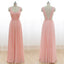 Cheap Junior Long Chiffon Pink Off Shoulder Sweet Heart Open Back Bridesmaid Dresses, WGY0261