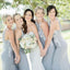 Halter Unique Lace Mermaid Cheap Long Grey Bridesmaid Dresses Online, WGY0254