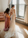 Simple V-neck Spaghetti straps Mermaid Lace applique Wedding Dresses, WDY0229