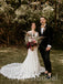 Simple V-neck Spaghetti straps Mermaid Lace applique Wedding Dresses, WDY0229