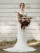 Simple V-neck Spaghetti straps Mermaid Lace applique Wedding Dresses, WDY0229