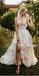 Sexy V Neck A-line Side Slit Cheap Beach Wedding Dresses Online, WDY0250