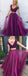 Two Piece V-Neck Short Sleeves Purple Tulle Beaded Prom Dresses,Cheap Prom Dress,PDY0388