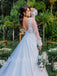 Simple V-neck Lone sleeves  A-line Lace applique Wedding Dresses, WDY0222
