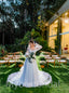 Simple V-neck Lone sleeves  A-line Lace applique Wedding Dresses, WDY0222