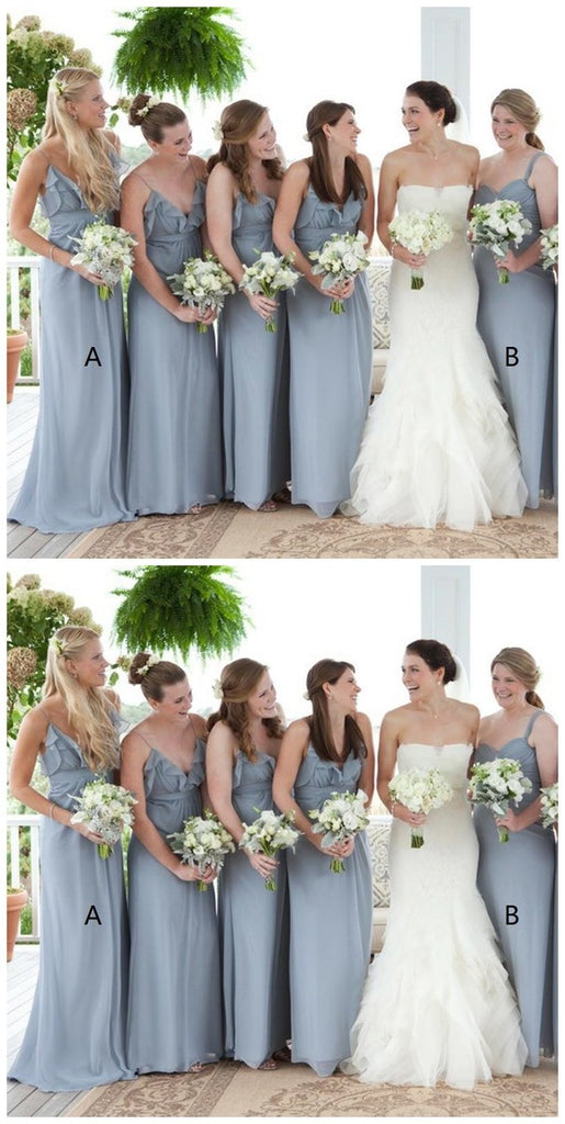Grey Chiffon V Neck Cheap Custom Bridesmaid Dresses Online, WGY0256