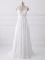V Neck Lace Straps Simple Custom Cheap Beach Wedding Dresses, WDY0186