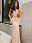 Two Piece Lace Open Back Floor-length Prom Dress with Sequins,Evening Dresses,Party Dresses,PDY0330