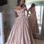 Fashion A-line Off-The-Shoulder Pink Long Prom Dress with Pockets,Party Dresses,New Evening Dress,PDY0300