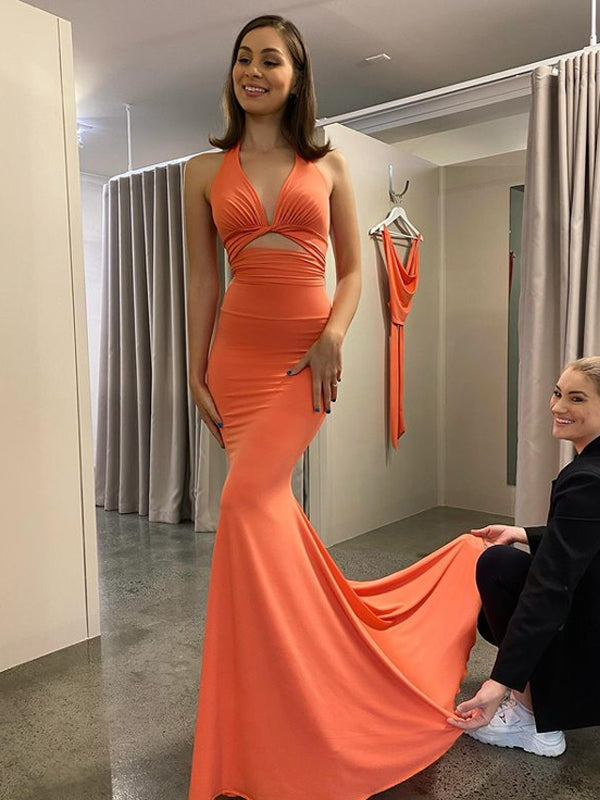 Halter Long Mermaid Simple Formal Prom Dress ,Evening Dresses , PDY0139