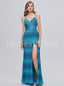 Sexy V-neck Spaghetti straps Side slit Mermaid Prom Dresses,PDS0515