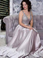 Elegant V Neck Silver Sequins Ball Gowns,Long Prom Dress,Evening Party Dress ,PDY0379