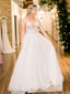 Sexy V-neck A-line Lace Tulle Long Wedding Dresses Online, WDS0080
