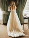 V-neck Sleeveless Long Cheap Tulle Wedding Dresses With Top Lace, TYP0013