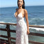 Simply V Neck White Tulle Backless Criss-cross Long Prom Dress,Evening Dresses,Party Dresses,PDY0326