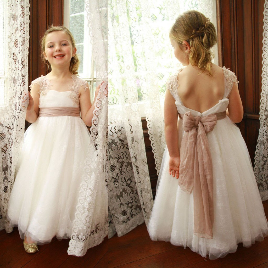 Ivory Lace Tulle A-line Little Girl Dresses,Lovely Flower Girl Dresses, FGY0135