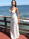 Simply V Neck White Tulle Backless Criss-cross Long Prom Dress,Evening Dresses,Party Dresses,PDY0326