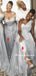 A-Line One Shoulder Grey Chiffon Sequins Split Bridesmaid Dresses,Wedding Party Dresses,WGY0182