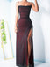 Simple Spaghetti Straps Side Slit Long Prom Dresses Online, PDS0252