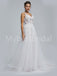 Elegant Spaghetti straps V-neck A-line Lace applique Wedding Dresses, WDY0267