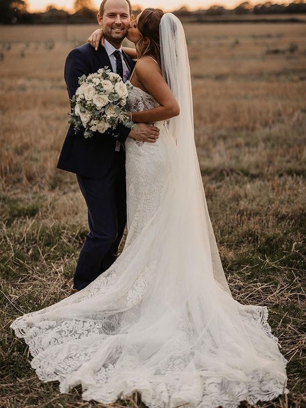 New Arrival Lace Straps V-neck Mermaid Charming Wedding Dresses Online,WDY0239